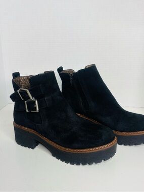 Eric Michael Black Suede Lug Sole Chelsea Boot